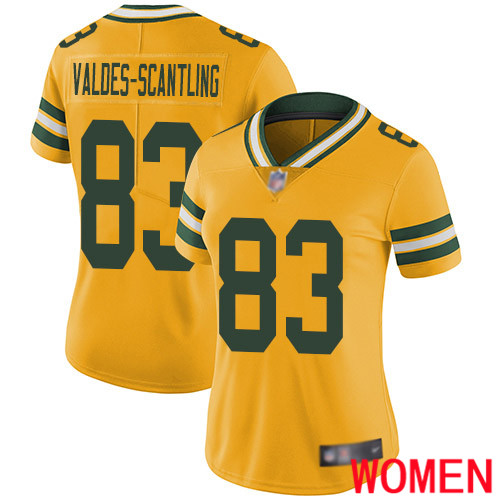Green Bay Packers Limited Gold Women #83 Valdes-Scantling Marquez Jersey Nike NFL Rush Vapor Untouchable